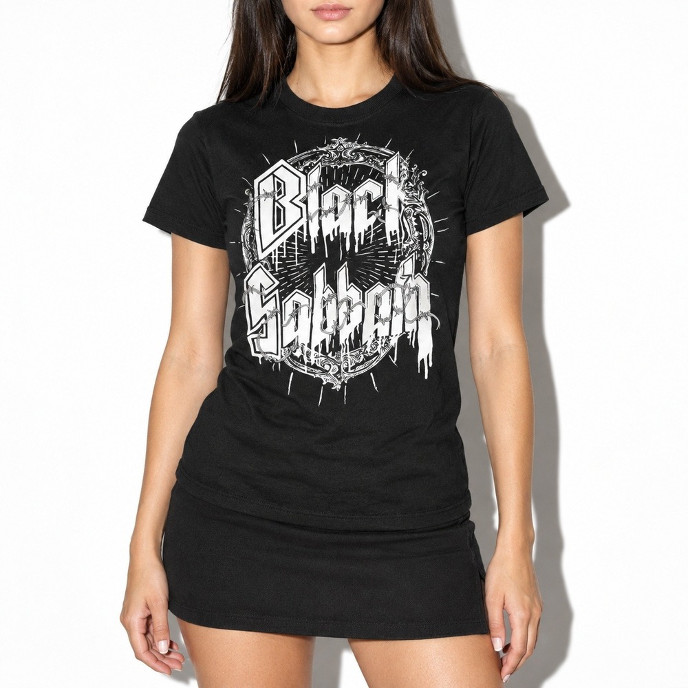 Black Sabbath Graphic Tee Size Small Black White Heavy Metal Band T Shirt Unisex